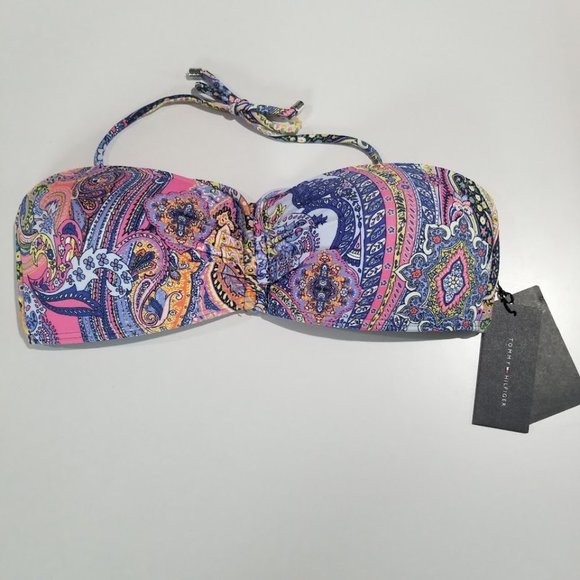 Tommy Hilfiger Paisley-Print Bandeau Bikini Top Size Small - Picture 5 of 9